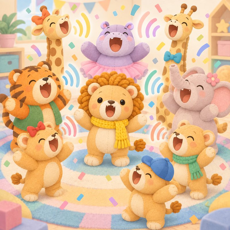 Escena del libro: los animales de la clase celebran